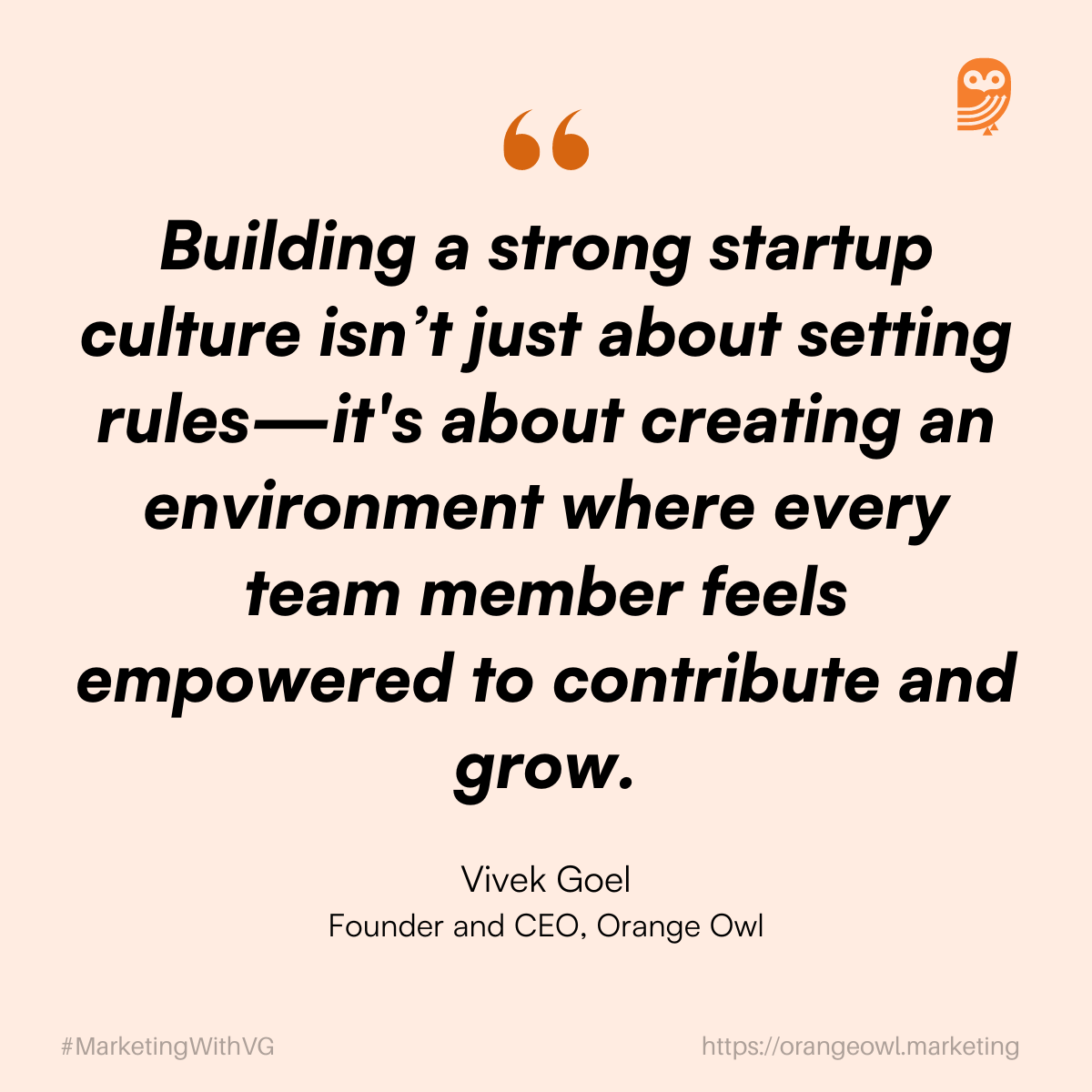 Startup Quote by Vivek Goel Founder Orange Owl