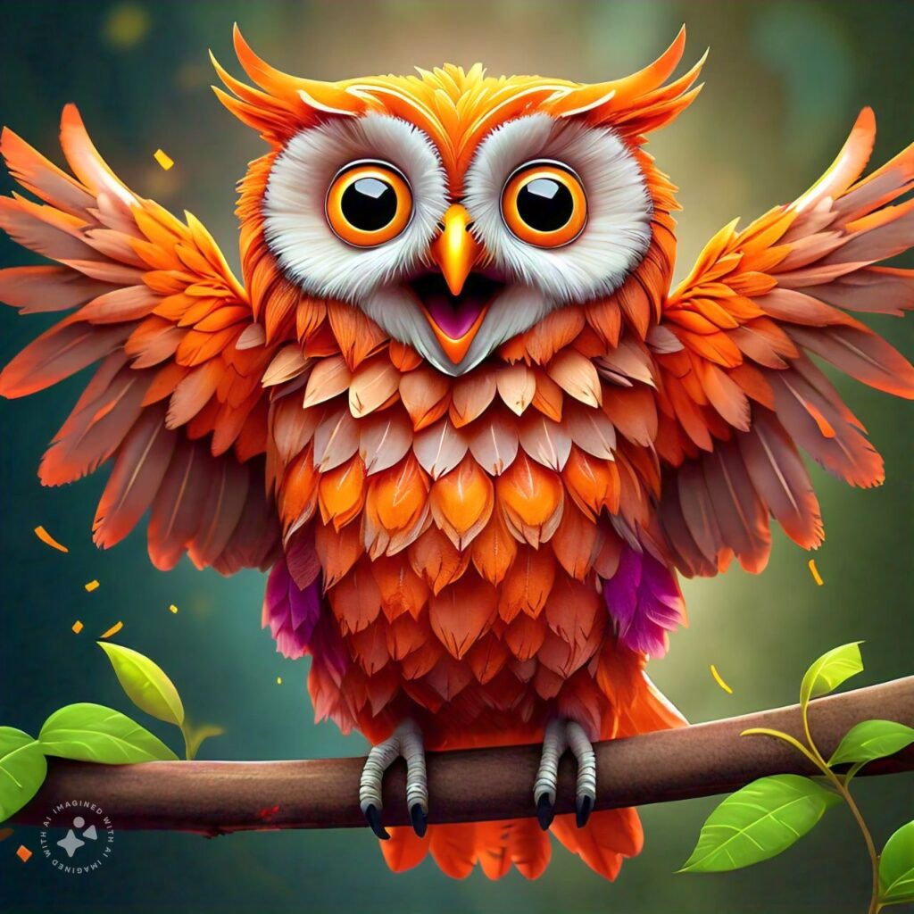 AI generated image of orange owl